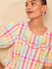 Love & Roses Puff Sleeve Embroidered Blouse - 圖片 2，共 4