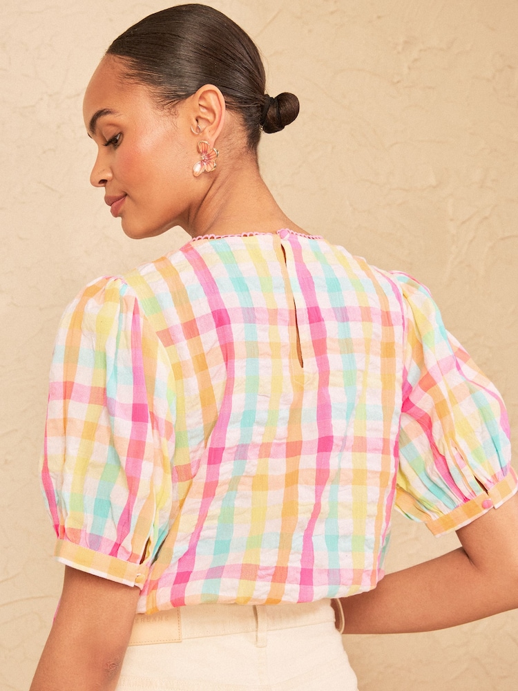 Love & Roses Puff Sleeve Embroidered Blouse - 圖片 4，共 4