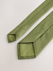 أخضر - طقم ربطة عنق ومنديل جيب وبروش - Image 3 of 4