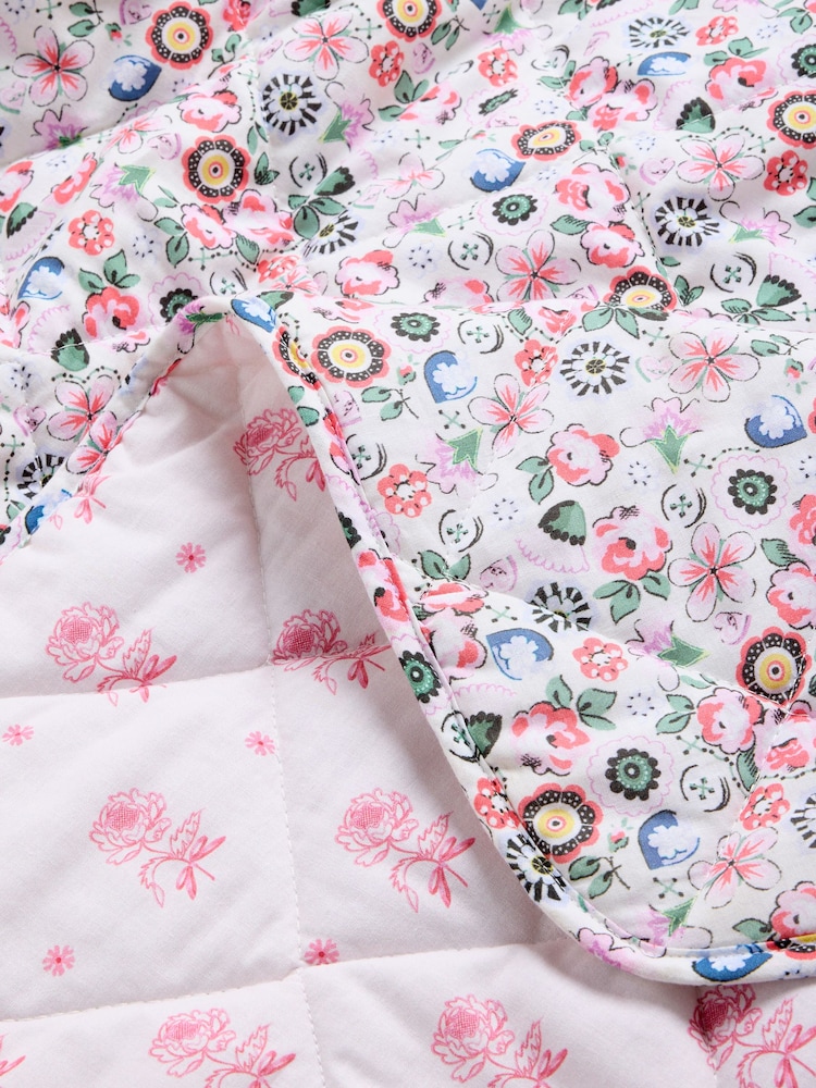 Cath Kidston Pink Pearly Queen Floral Quilted Bedspread - Image 6 of 6