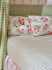 Cath Kidston Green Stripe 100% Cotton Deep Fitted Sheet - Image 1 of 2