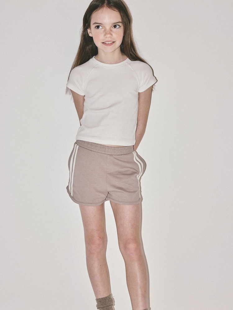 The Set 2 Pack Short Sleeve Rib TShirt and Short Sets Pink/White/Brown - Image 1 of 10