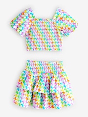 Olivia Rubin Shirred Puff Sleeve Multi Top & Tiered Skirt Set 2 Piece - Image 1 of 5