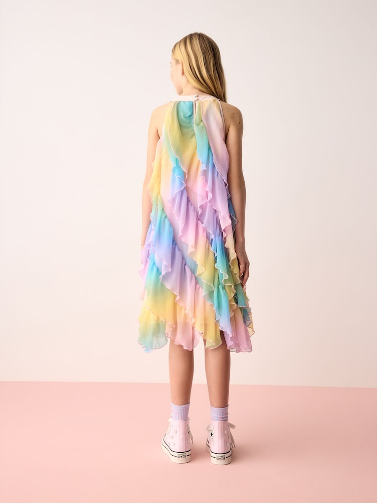 Olivia Rubin Ombre Mesh Waterfall Halter Dress - صورة 2 من 9