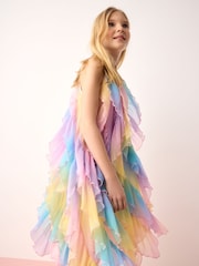 Olivia Rubin Ombre Mesh Waterfall Halter Dress - صورة 4 من 9