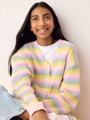 Olivia Rubin Pastel Stripe Knitted Cardigan - Image 5 of 7