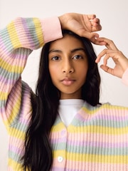 Olivia Rubin Pastel Stripe Knitted Cardigan - Image 6 of 7