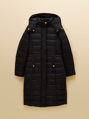 Joules Windborough Navy Showerproof Longline Padded Coat with Hood - Image 11 of 11