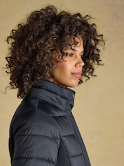 Joules Windborough Navy Showerproof Longline Padded Coat with Hood - Image 3 of 11