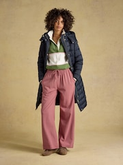Joules Windborough Navy Showerproof Longline Padded Coat with Hood - Image 7 of 11
