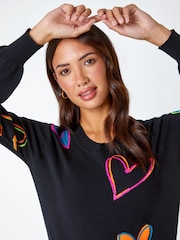 Roman Black Heart Print Knitted Jumper - Image 2 of 5