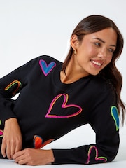 Roman Black Heart Print Knitted Jumper - Image 4 of 5
