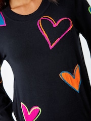 Roman Black Heart Print Knitted Jumper - Image 5 of 5