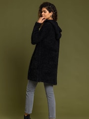 Roman Black Fluffy Hooded Cardigan - Image 4 of 5