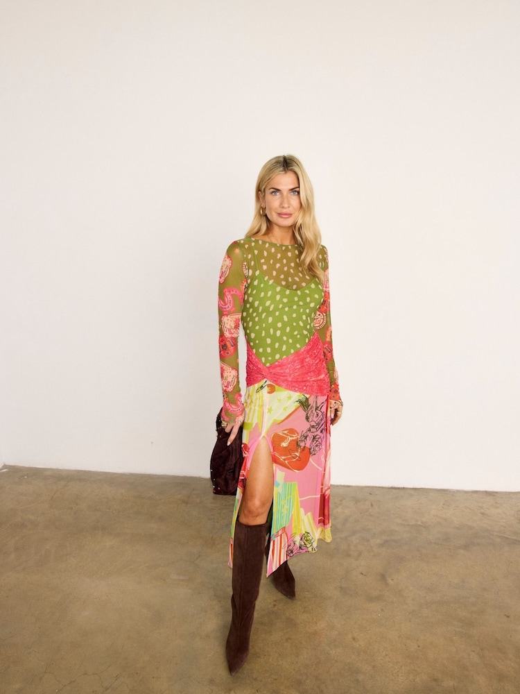 Never Fully Dressed Green Dahlia Mesh Dress - Image 1 of 3