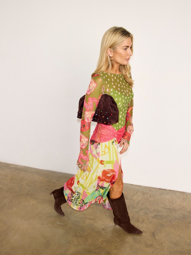 Never Fully Dressed Green Dahlia Mesh Dress - Image 2 of 3