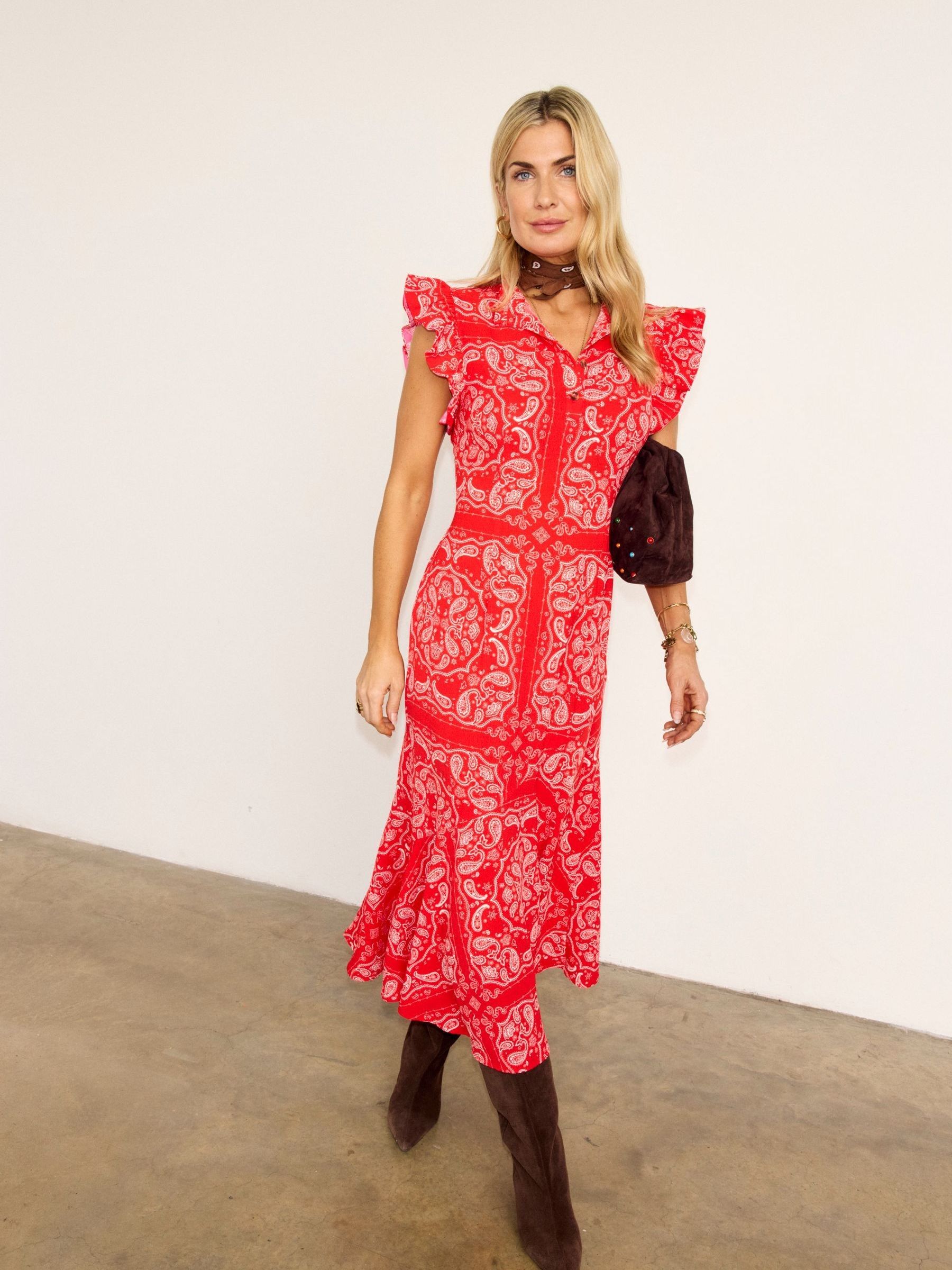 red bandana dress miss mulatto Red Bandana Print Zero-Waste Dress - M