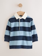 Navy/White Long Sleeve Rugby Polo Top (3mths-7yrs) - Image 5 of 8