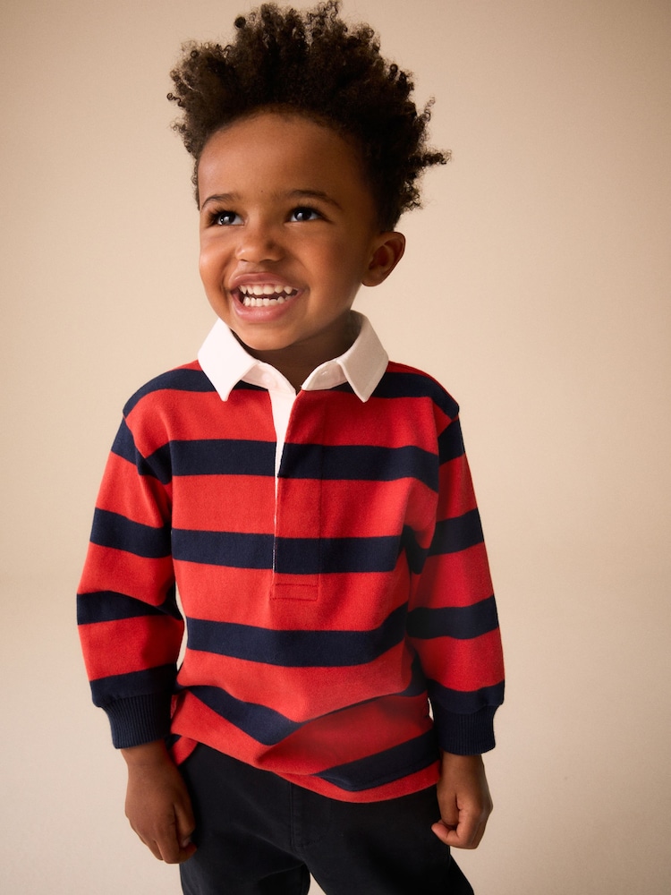 Navy/Red Rugby Polo Top (3mths-7yrs) - Image 1 of 4 Navy/Red Rugby Polo Top (3mths-7yrs) - Image 1 of 4