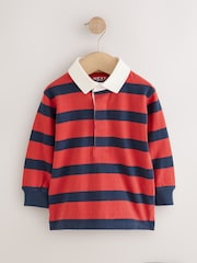 Navy/Red Long Sleeve Rugby Polo Top (3mths-7yrs) - Image 5 of 8