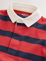 Navy/Red Long Sleeve Rugby Polo Top (3mths-7yrs) - Image 7 of 8