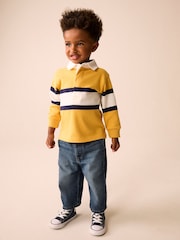 Yellow/White Long Sleeve Rugby Polo Top (3mths-7yrs) - Image 2 of 4