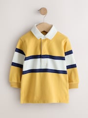 Yellow/White Long Sleeve Rugby Polo Top (3mths-7yrs) - Image 5 of 8