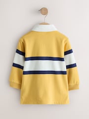 Yellow/White Long Sleeve Rugby Polo Top (3mths-7yrs) - Image 6 of 8