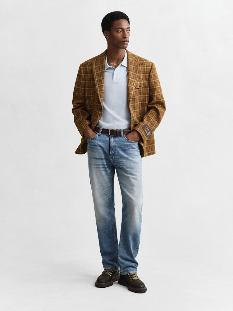 GANT Blue Shield Logo Pique Cotton Polo Shirt - Image 2 of 5