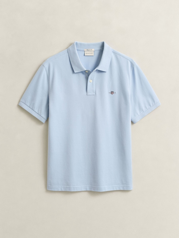 GANT Blue Shield Logo Pique Cotton Polo Shirt - Image 5 of 5
