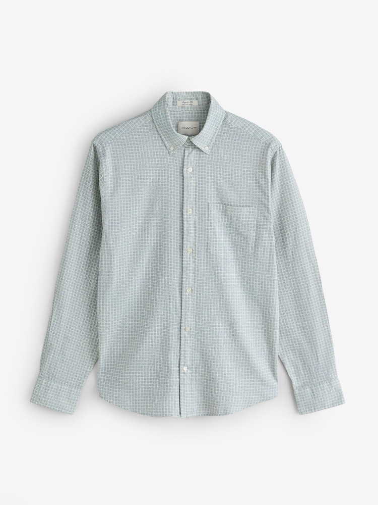 GANT Blue Micro Print Cotton Linen Blend Shirt - Image 1 of 1