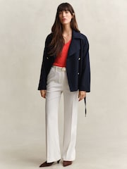 GANT Red Stretch Cotton Cable Knit V-Neck Jumper - Image 1 of 5