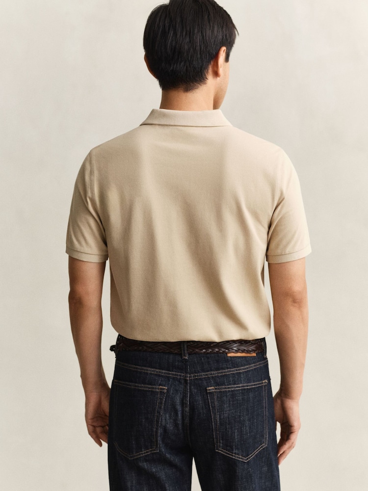 GANT Natural Shield Logo Pique Cotton Polo Shirt - Image 2 of 5 GANT Natural Shield Logo Pique Cotton Polo Shirt - Image 2 of 5