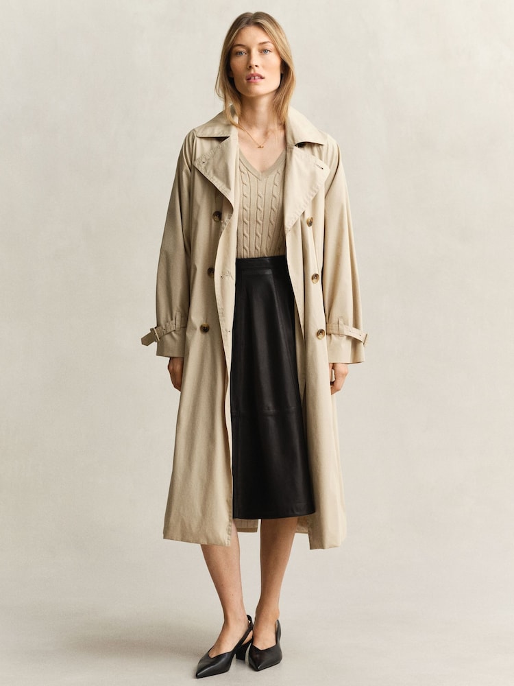 GANT Natural Stretch Cotton Cable Knit V-Neck Jumper - Image 1 of 5