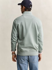 GANT Green Shield Logo Quarter Zip Jersey Sweatshirt - Image 3 of 5