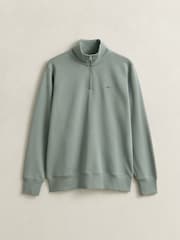 GANT Green Shield Logo Quarter Zip Jersey Sweatshirt - Image 5 of 5