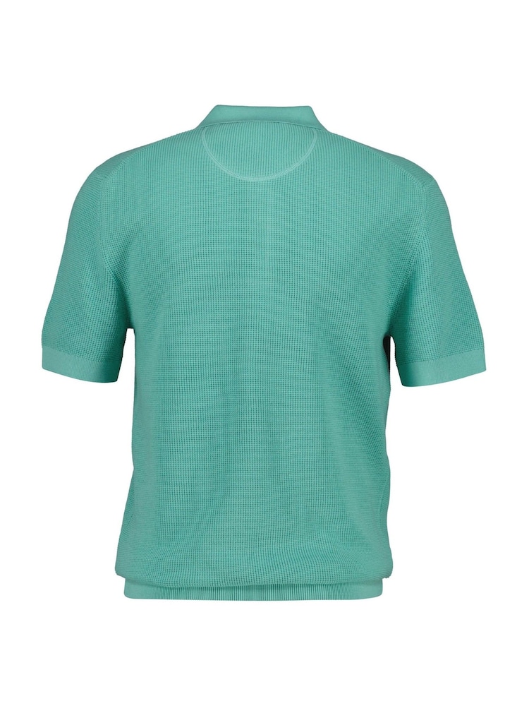 albastru melanj - GANT Micro Textured Cotton Knit Polo Shirt - Imaginea 6 din 6