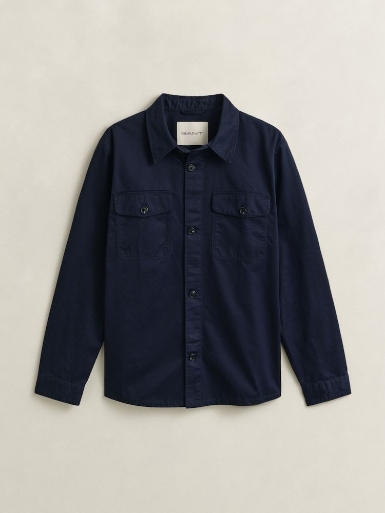 GANT Blue Cotton Twill Double Pocket Overshirt - Image 5 of 5