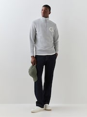 GANT Grey Big G Logo Quarter Zip Sweatshirt - Image 2 of 6