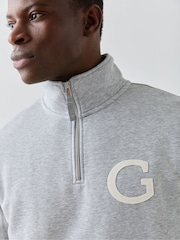 GANT Grey Big G Logo Quarter Zip Sweatshirt - Image 4 of 6