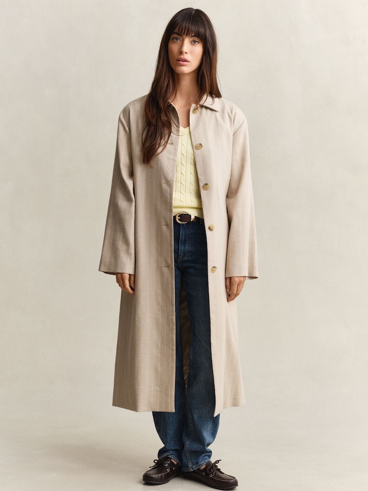 GANT Yellow Stretch Cotton Cable Knit V-Neck Jumper - Image 1 of 5 GANT Yellow Stretch Cotton Cable Knit V-Neck Jumper - Image 1 of 5