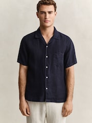 ブルー - GANT Garment Dyed Linen Pocket Shirt - 画像 1 / 6