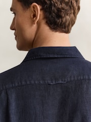 ブルー - GANT Garment Dyed Linen Pocket Shirt - 画像 5 / 6