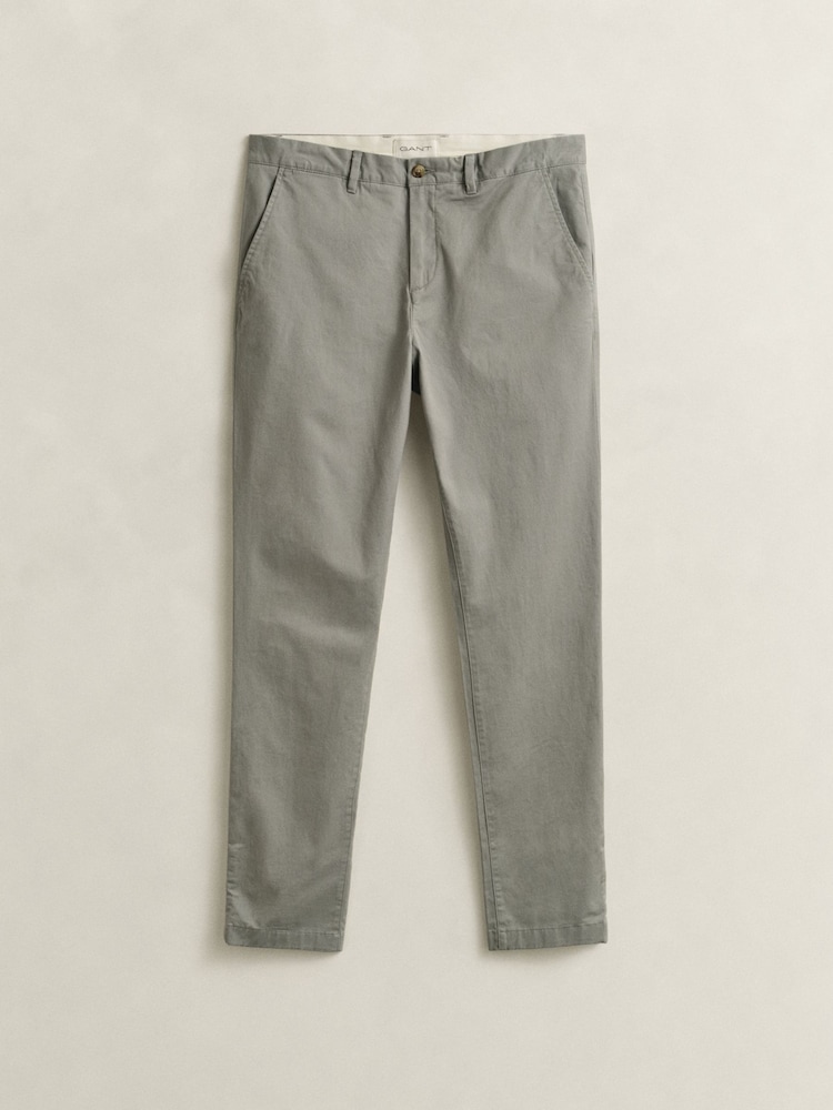 GANT Grey Slim Fit Classic Stretch Chino Trousers - Image 6 of 6