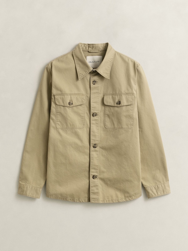 GANT Natural Cotton Twill Double Pocket Overshirt - Image 6 of 6