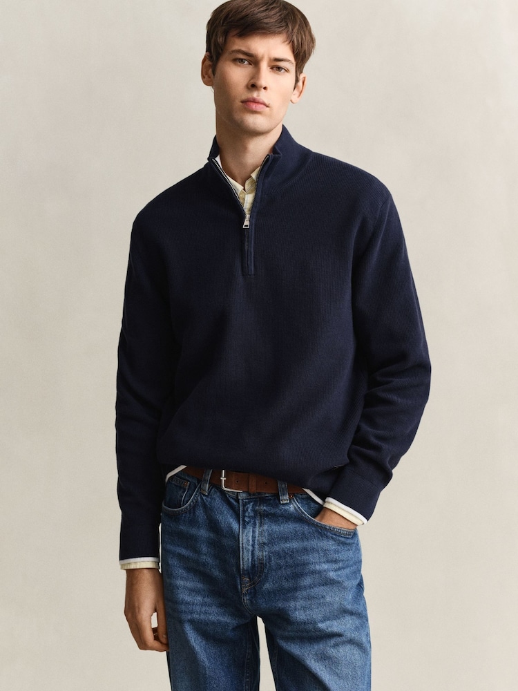 GANT Cotton Rib Knt Quarter Zip Jumper - Imaginea 1 din 5