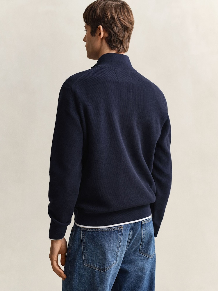 GANT Cotton Rib Knt Quarter Zip Jumper - Imaginea 2 din 5