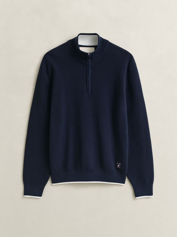 GANT Cotton Rib Knt Quarter Zip Jumper - Imaginea 5 din 5