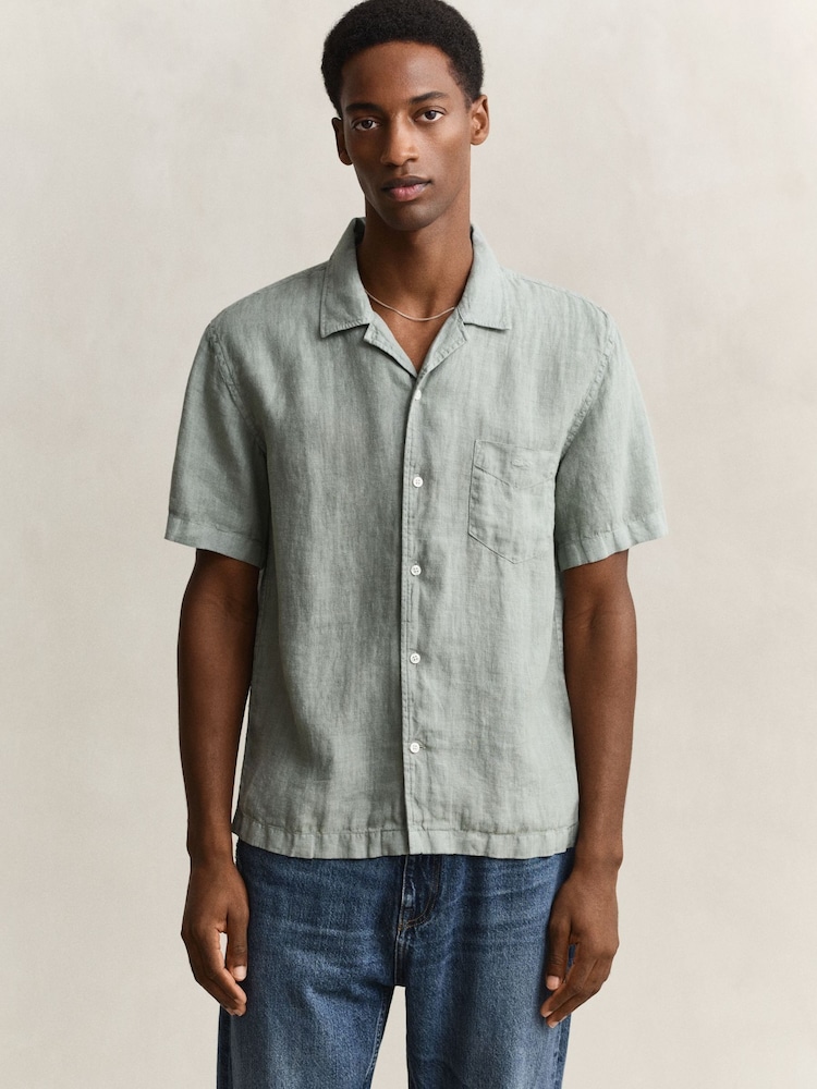 グリーン - GANT Garment Dyed Linen Pocket Shirt - 画像 1 / 6