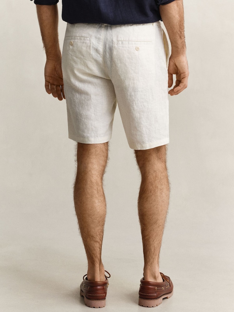 Cream - GANT Linen Drawstring Button Shorts - Imaginea 2 din 6